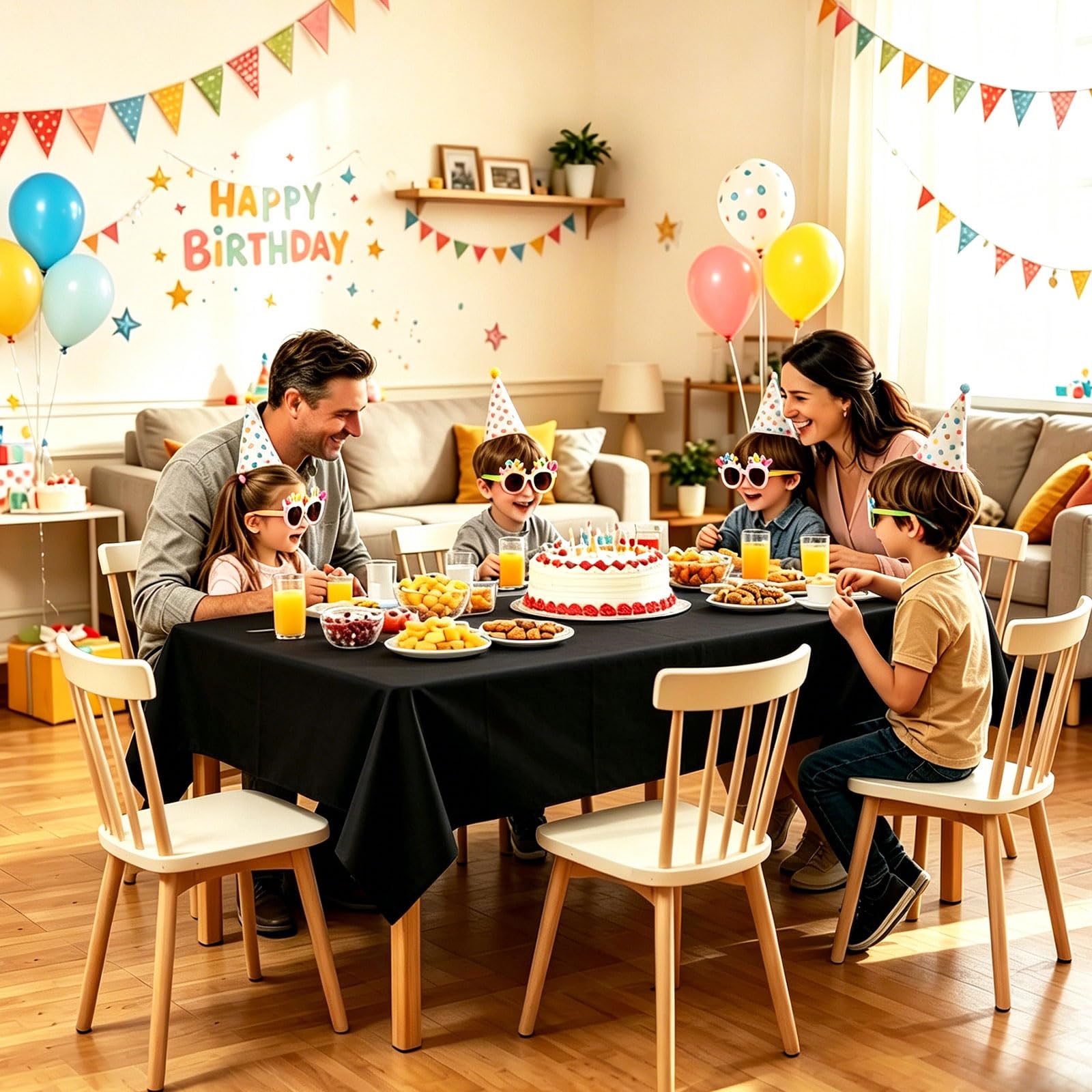 CXSAZRY Black plastic tablecloth rectangle for parties