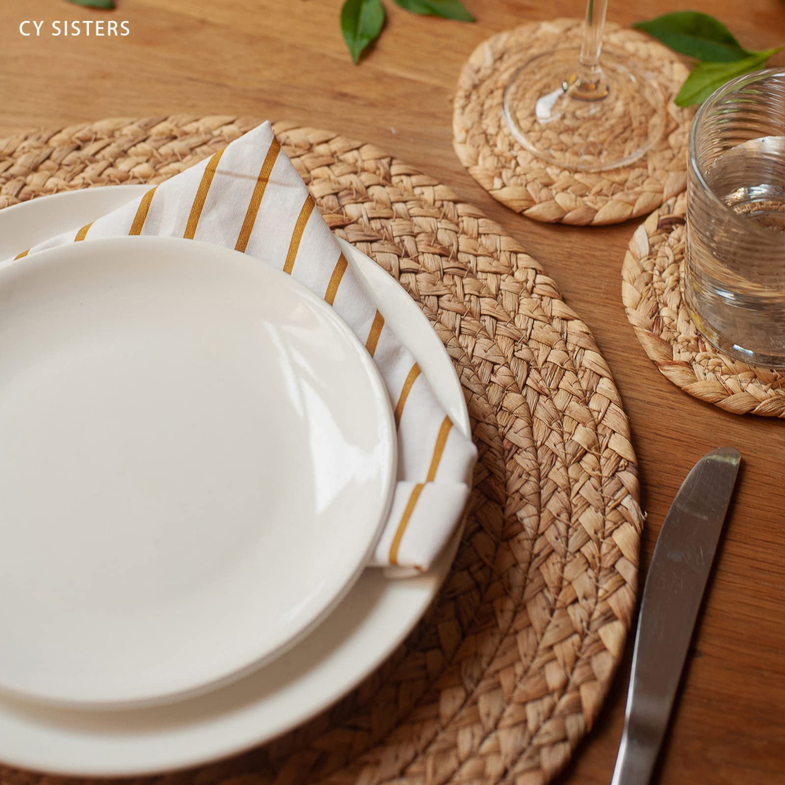 Large round wicker placemat 13.39 inches diameter from CY SISTERS