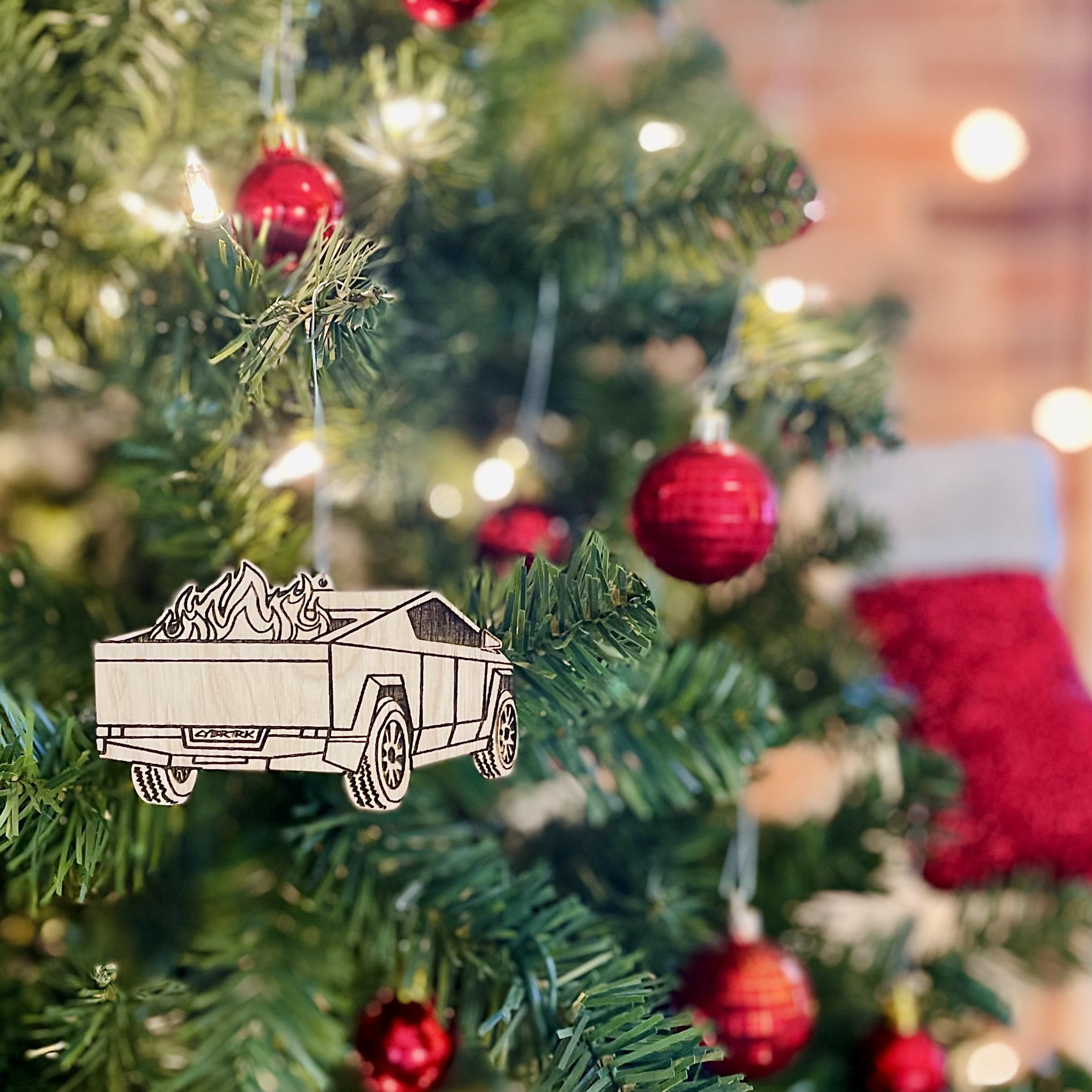 Hand-made birch wood ornament Portland studio