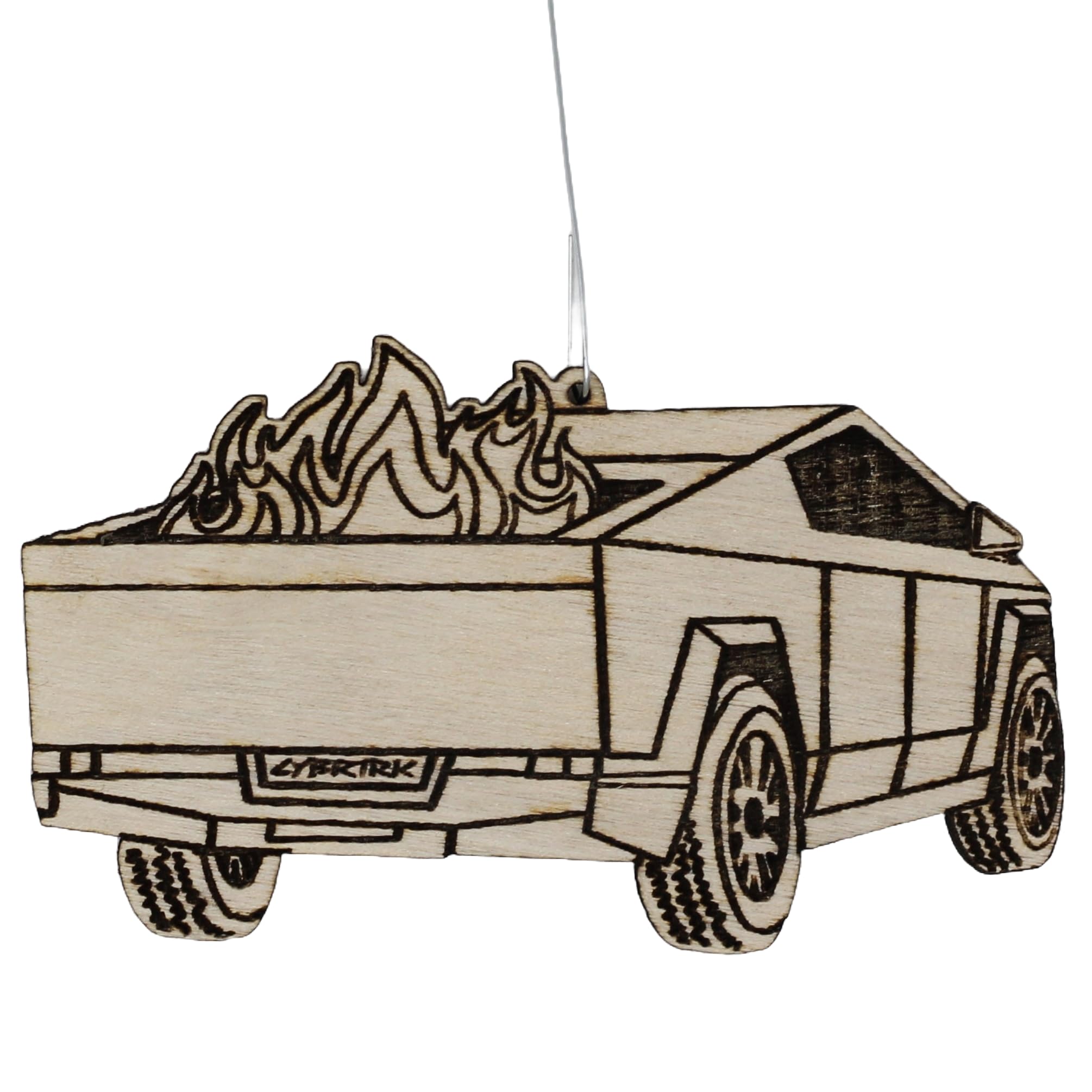Cybertrash Dumpster Fire Christmas Ornament birch wood 3x3