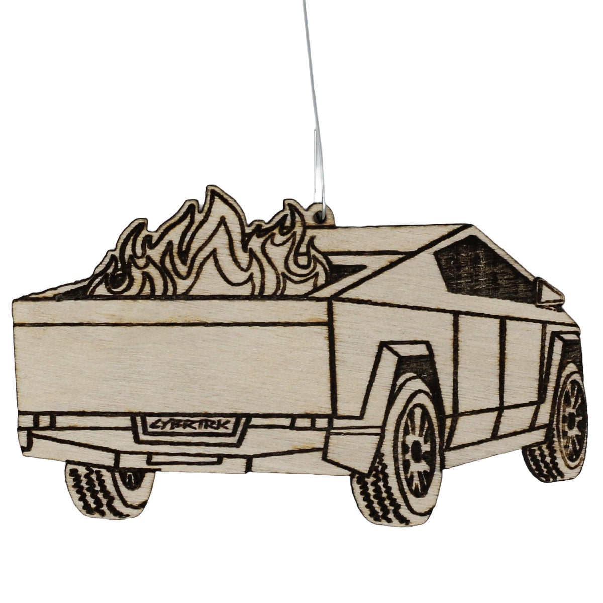 Cybertrash Dumpster Fire Christmas Ornament birch wood 3x3