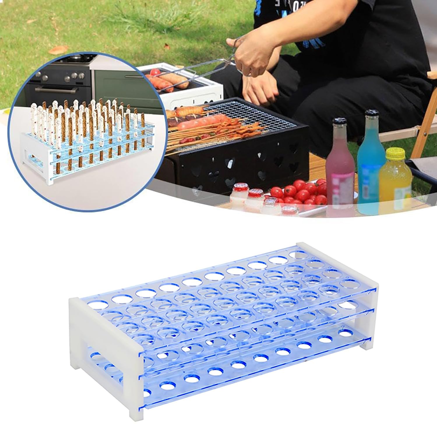 Clear double-layered bags for pretzels in holder
