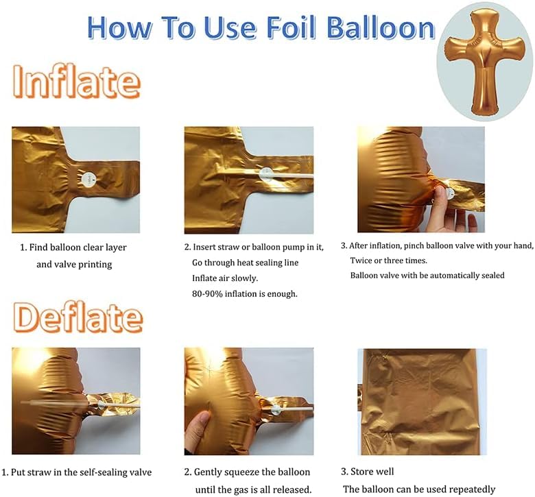 CYMYLAR foil balloon set with cross and doves for decoration