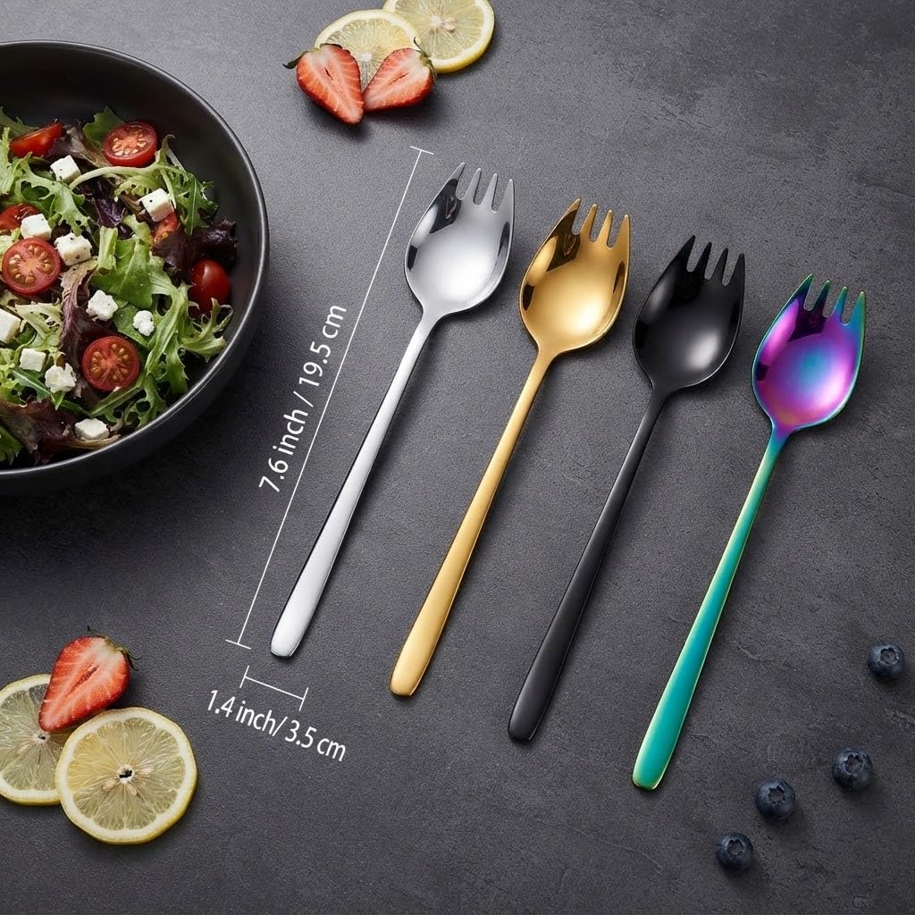 Sporks 4-pack with curved bowls for salads and desserts