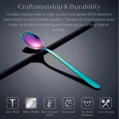Ergonomic slim long handle spork design for comfortable use