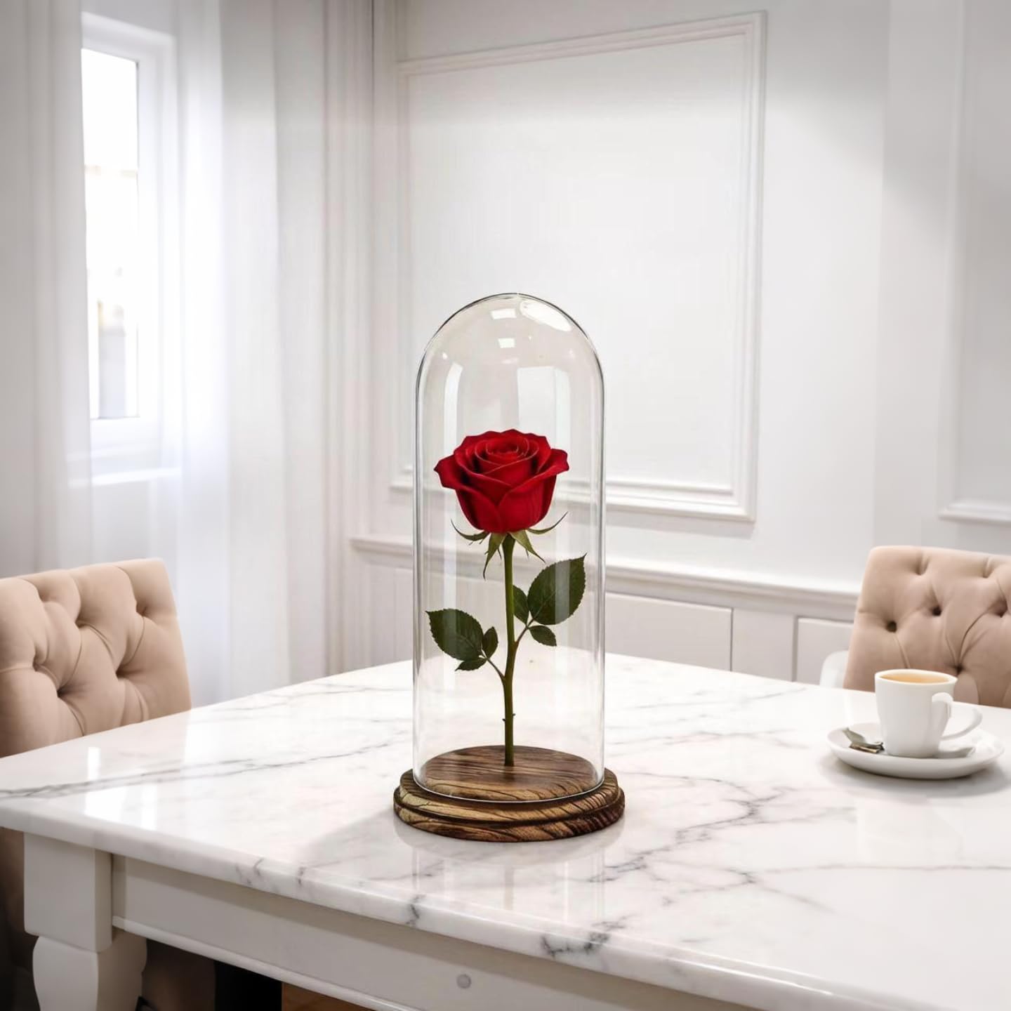 Protective glass cloche cover for terrarium or dessert display