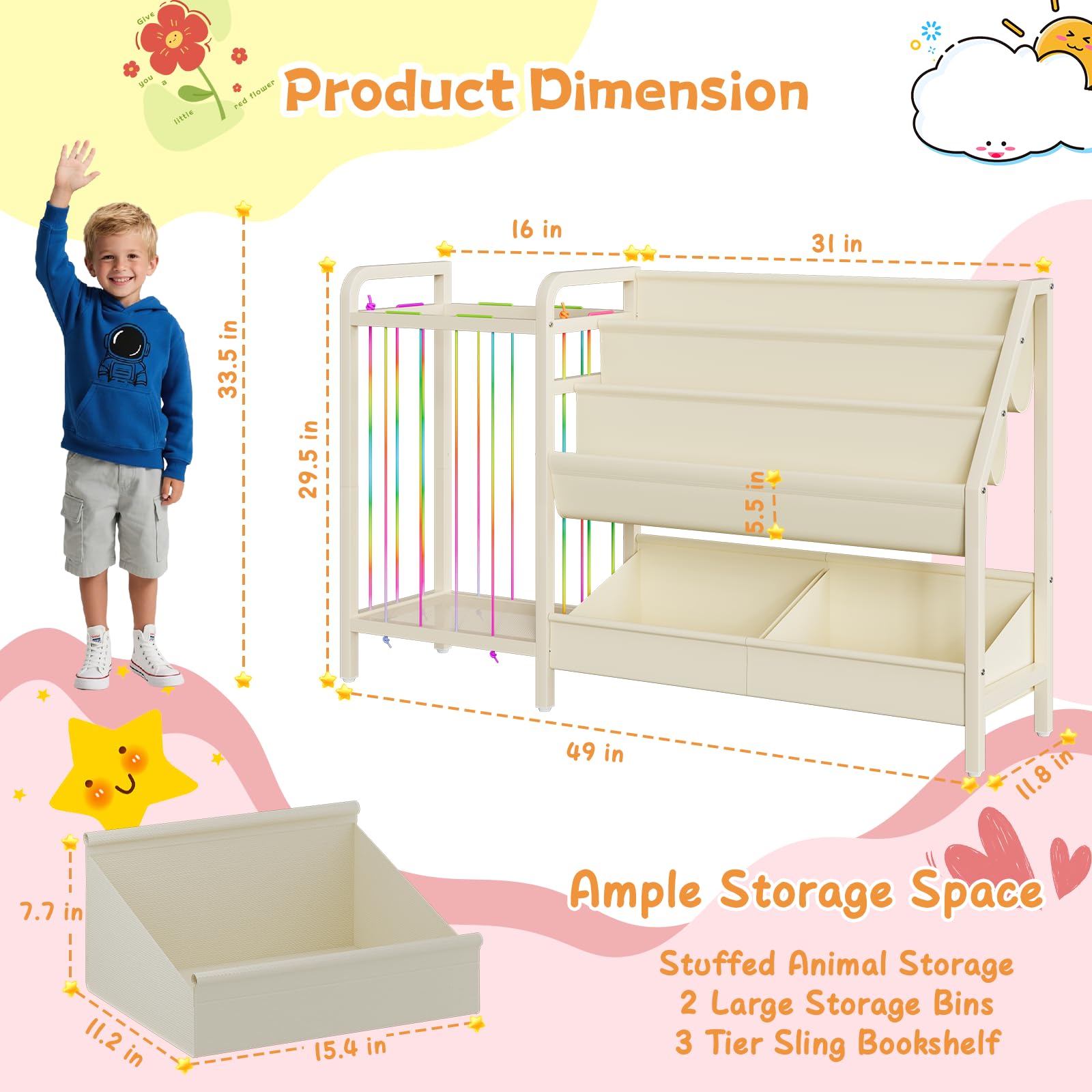 CYXPHION B5 toy storage unit sling pockets
