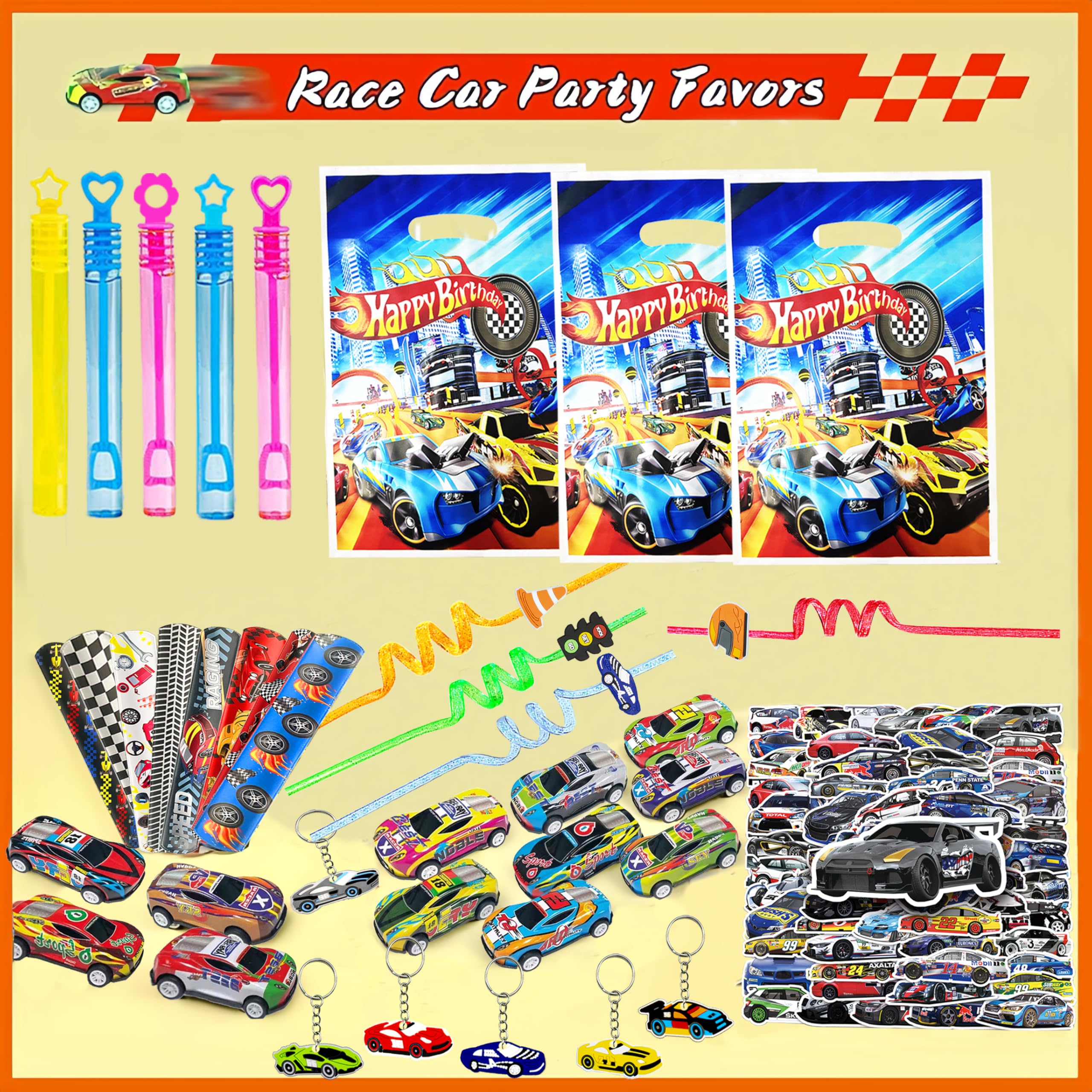 Paper bags for race car party favors