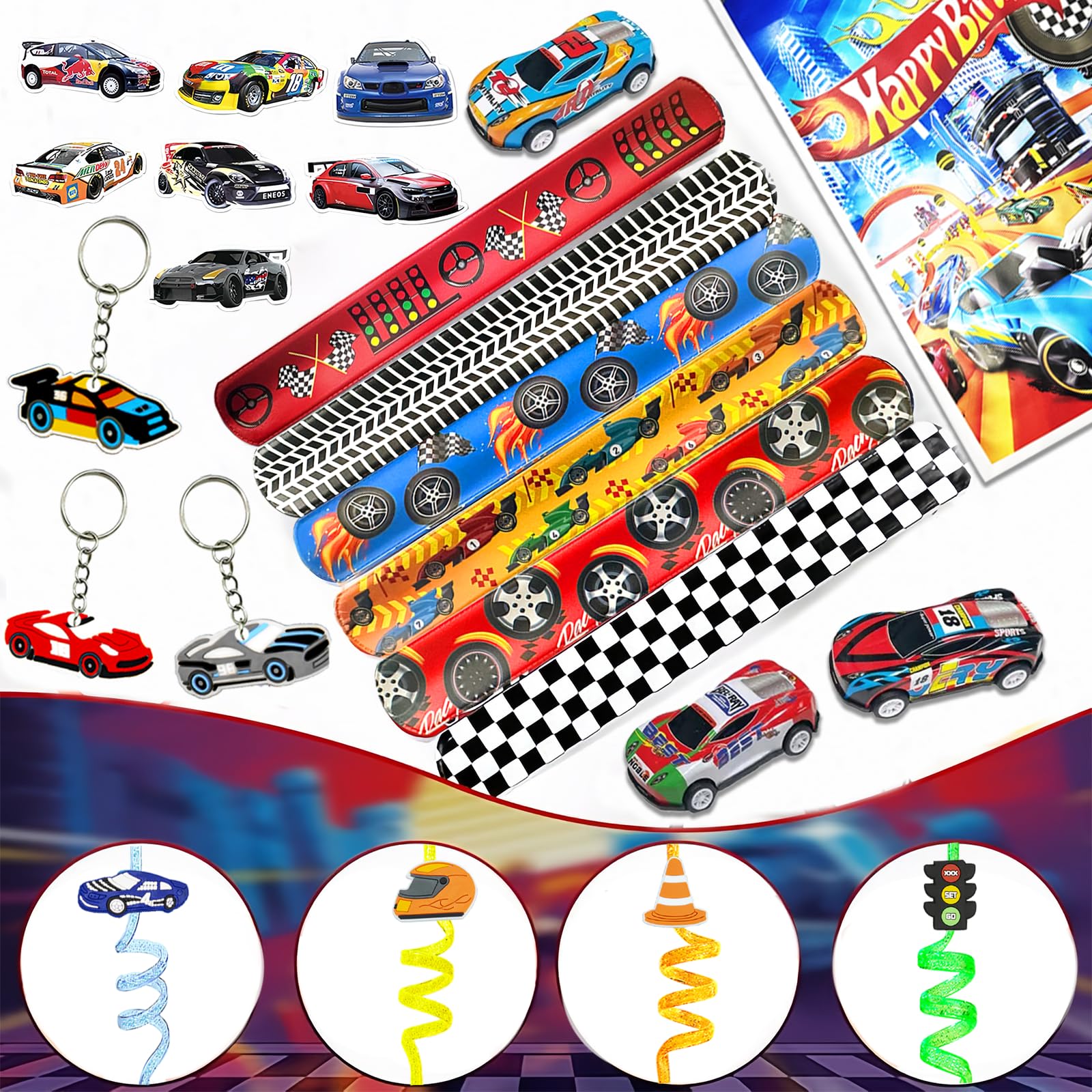 Slap bracelets included in the party set