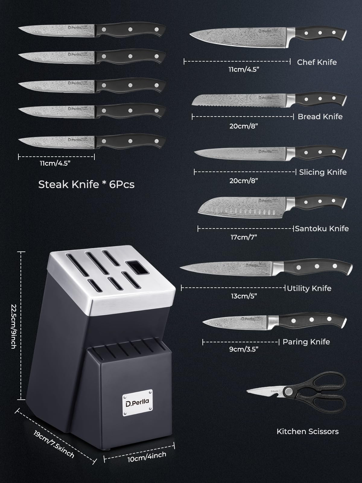 D.Perlla waved texture blade pattern for stylish set
