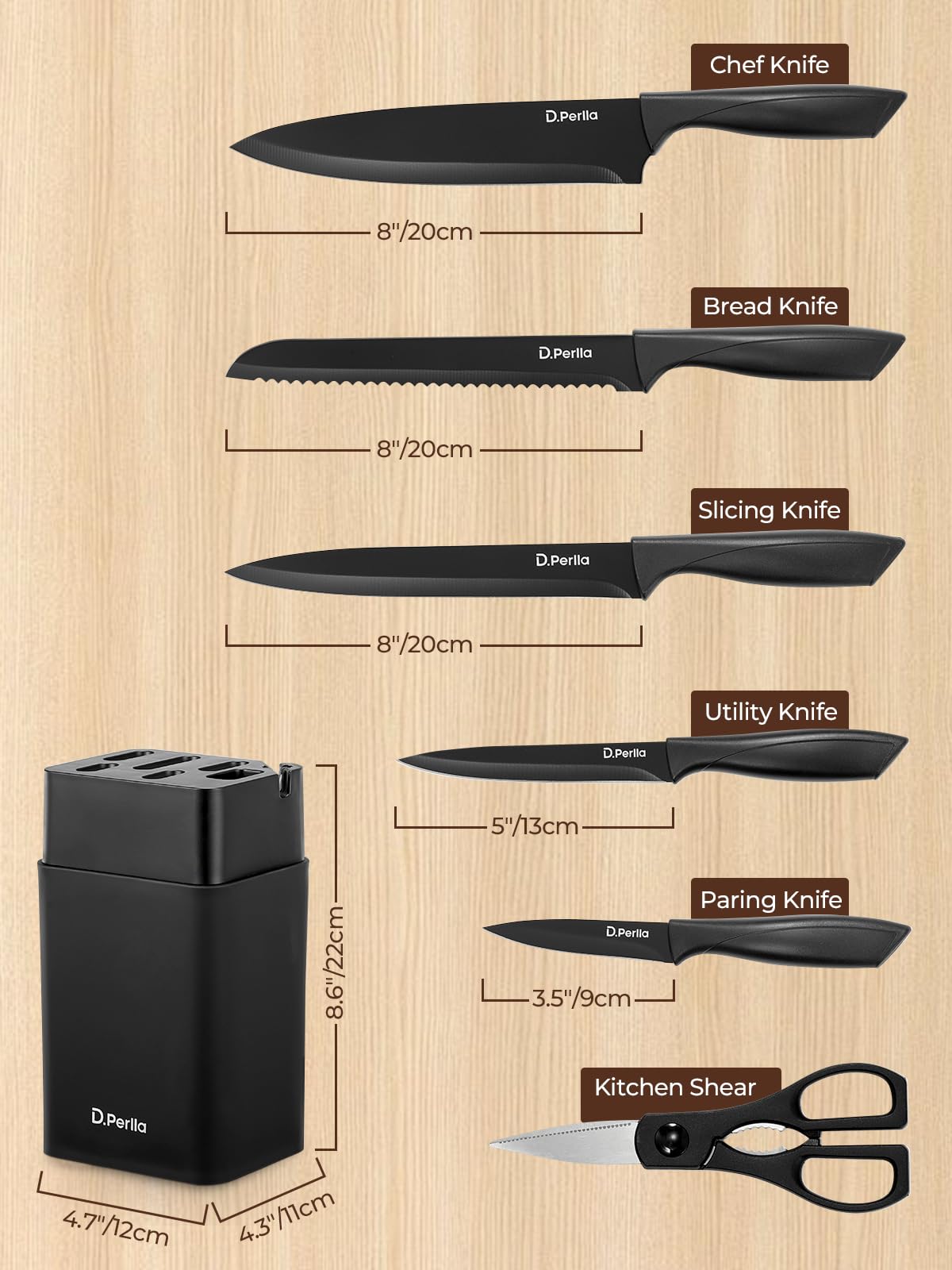 Built-in sharpener in D.Perlla 8-Piece Knives Set