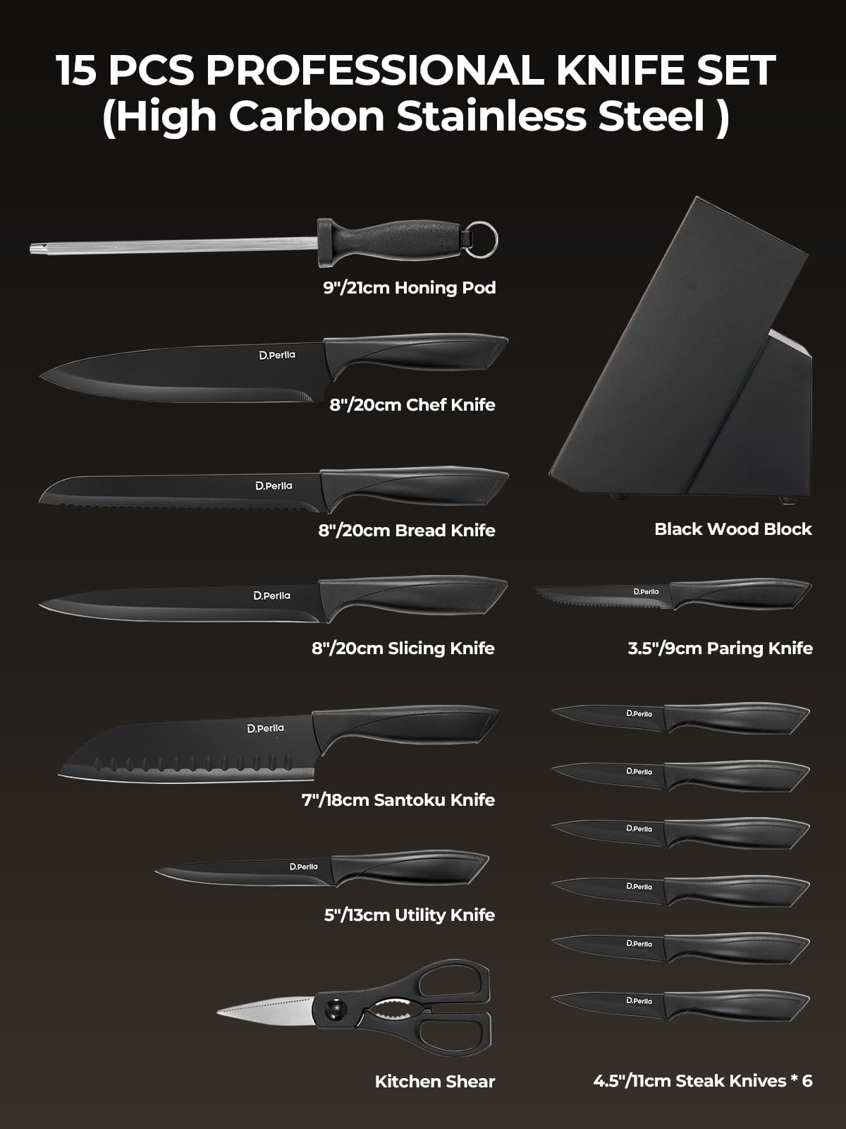Block for D.Perlla Knife Set 15 pieces