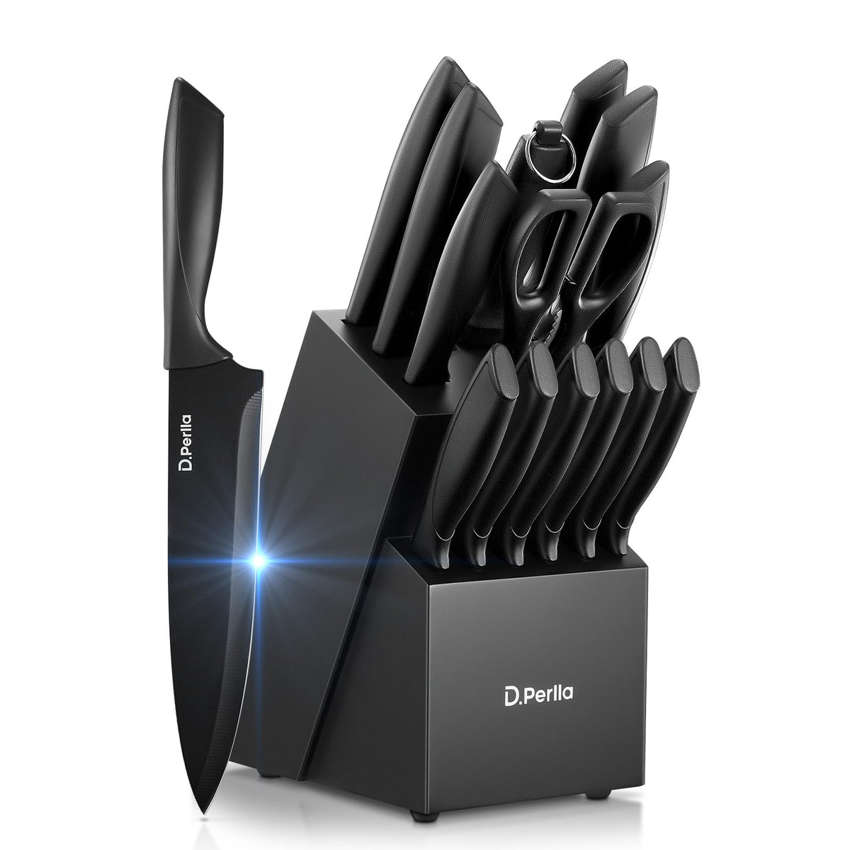 D.Perlla Knife Set 15 pieces in wooden block