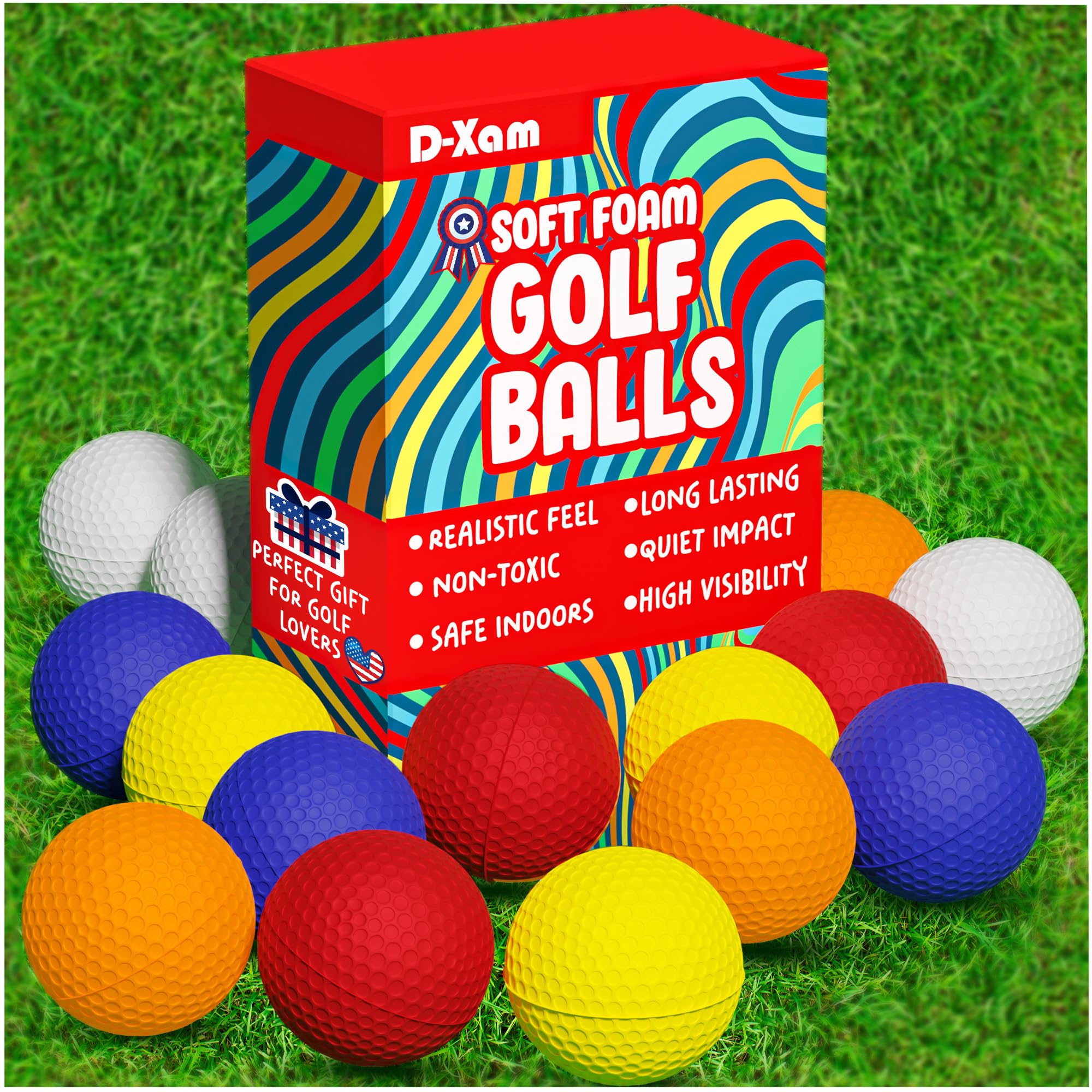 Foam golf balls for backyard and office use