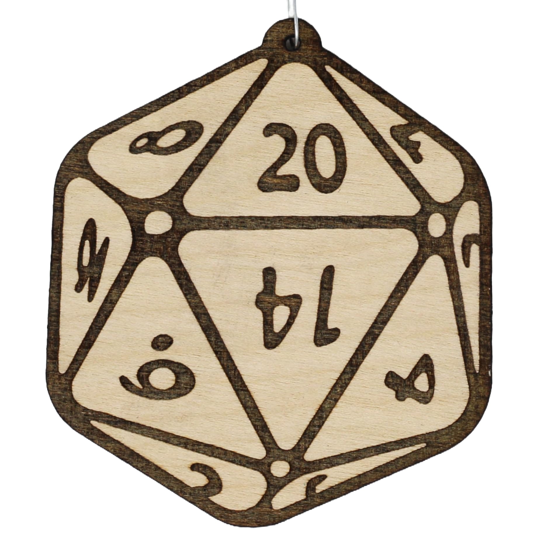 D20 Dungeons and Dragons wood Christmas ornament made in USA