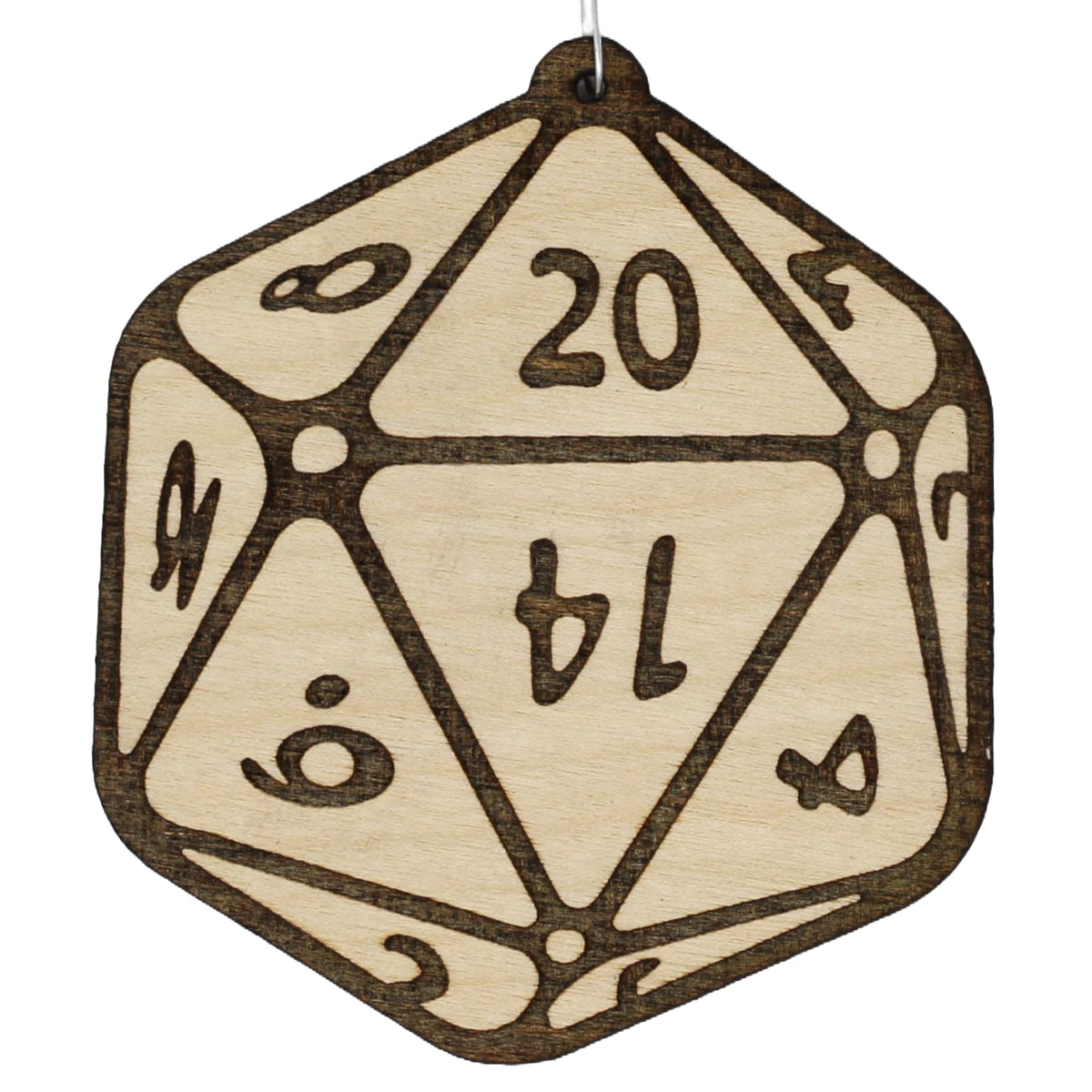 D20 Dungeons and Dragons wood Christmas ornament made in USA