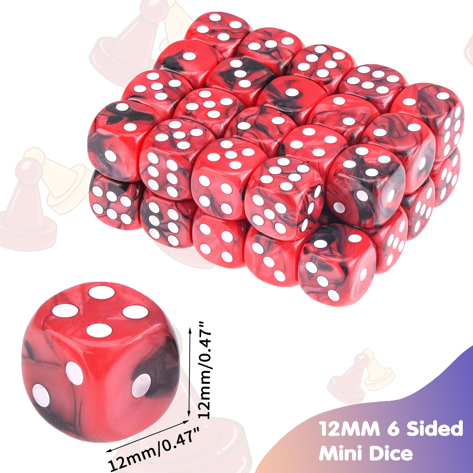 red 12mm d6 mini dice showing clear pips