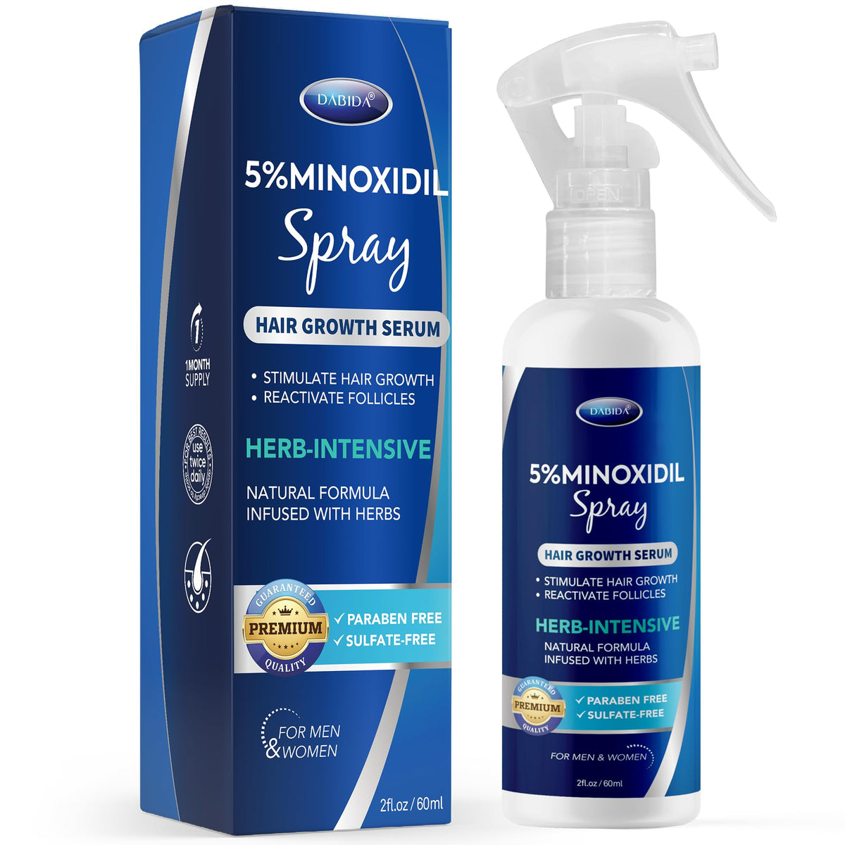 DABIDA minoxidil spray bottle 60ml for thinning hair