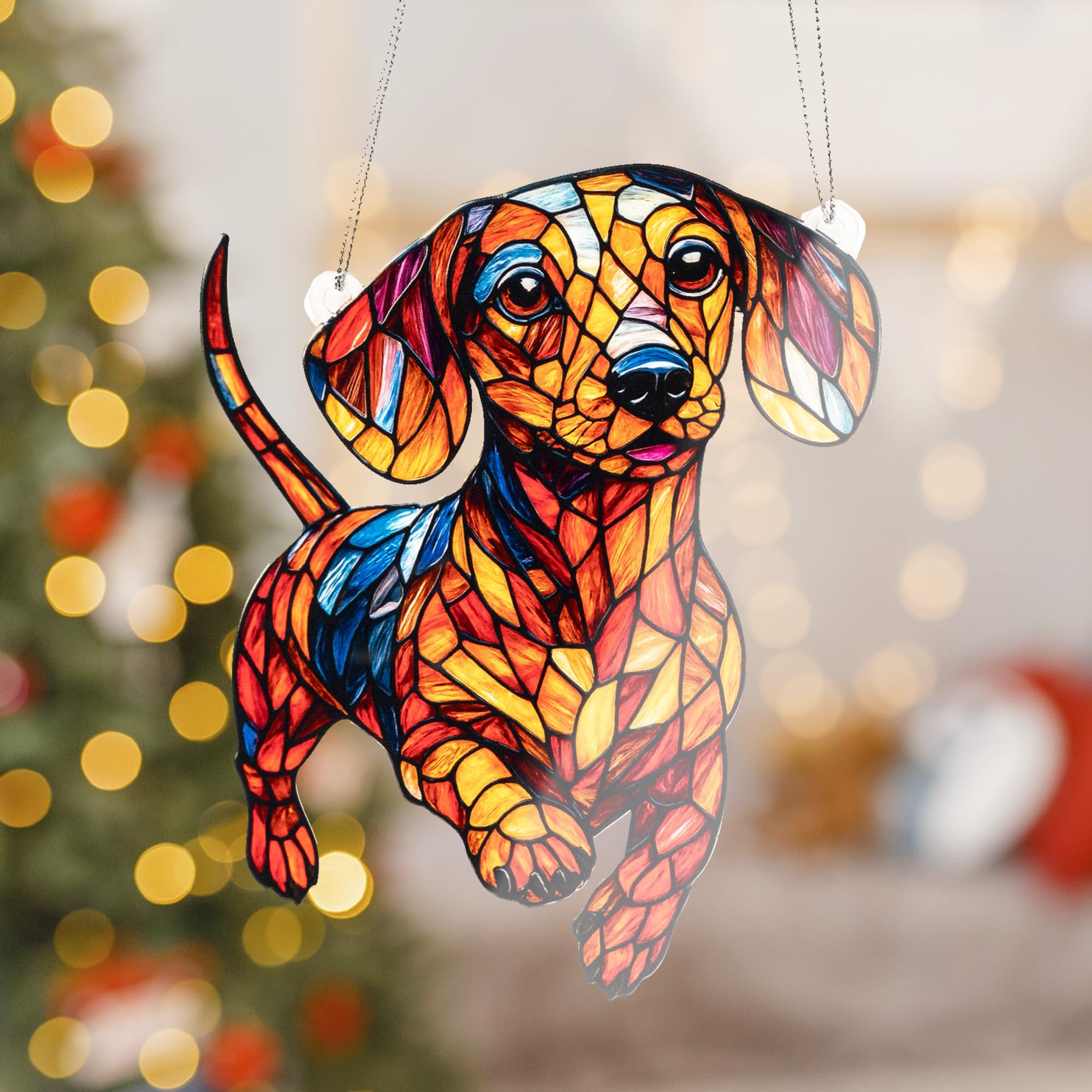 Elegant dachshund holiday decoration with festive packaging
