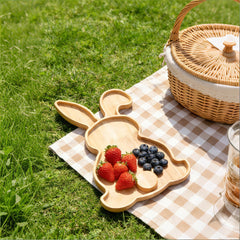 Dacwiko adorable wooden bunny plates display