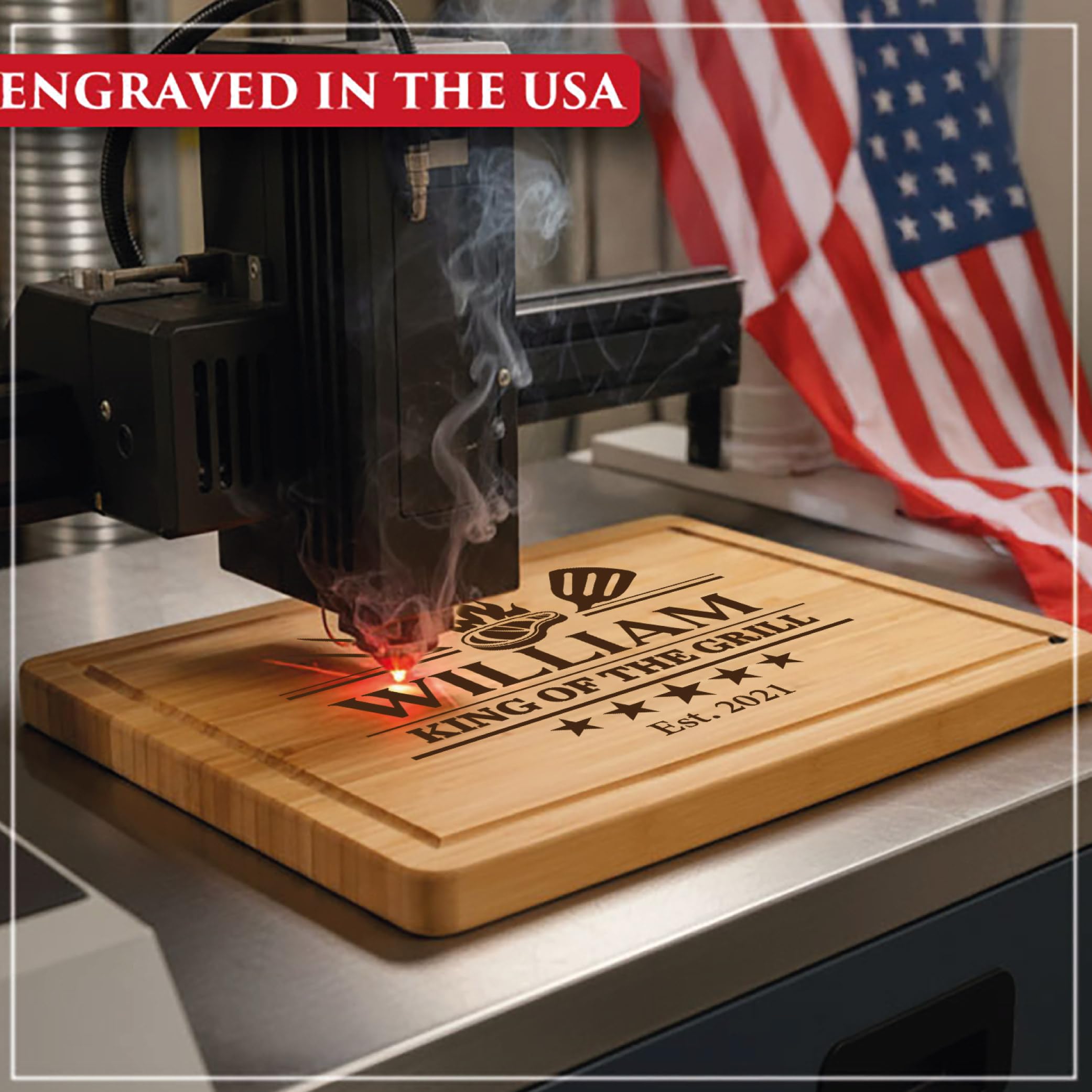 Personalized cutting board gift for him in kitchen