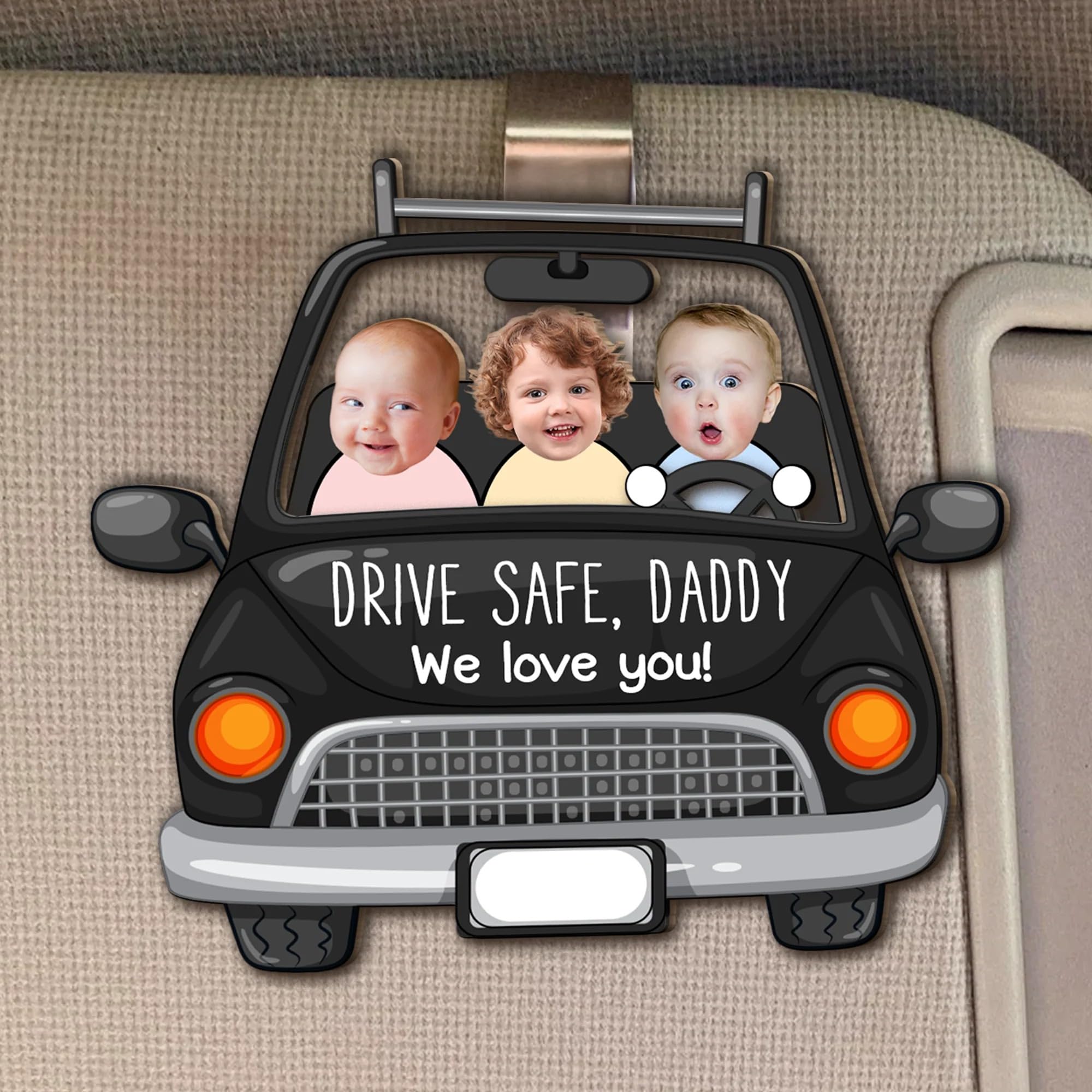 Dads car visor clip gift from kids for Father's Day closeup