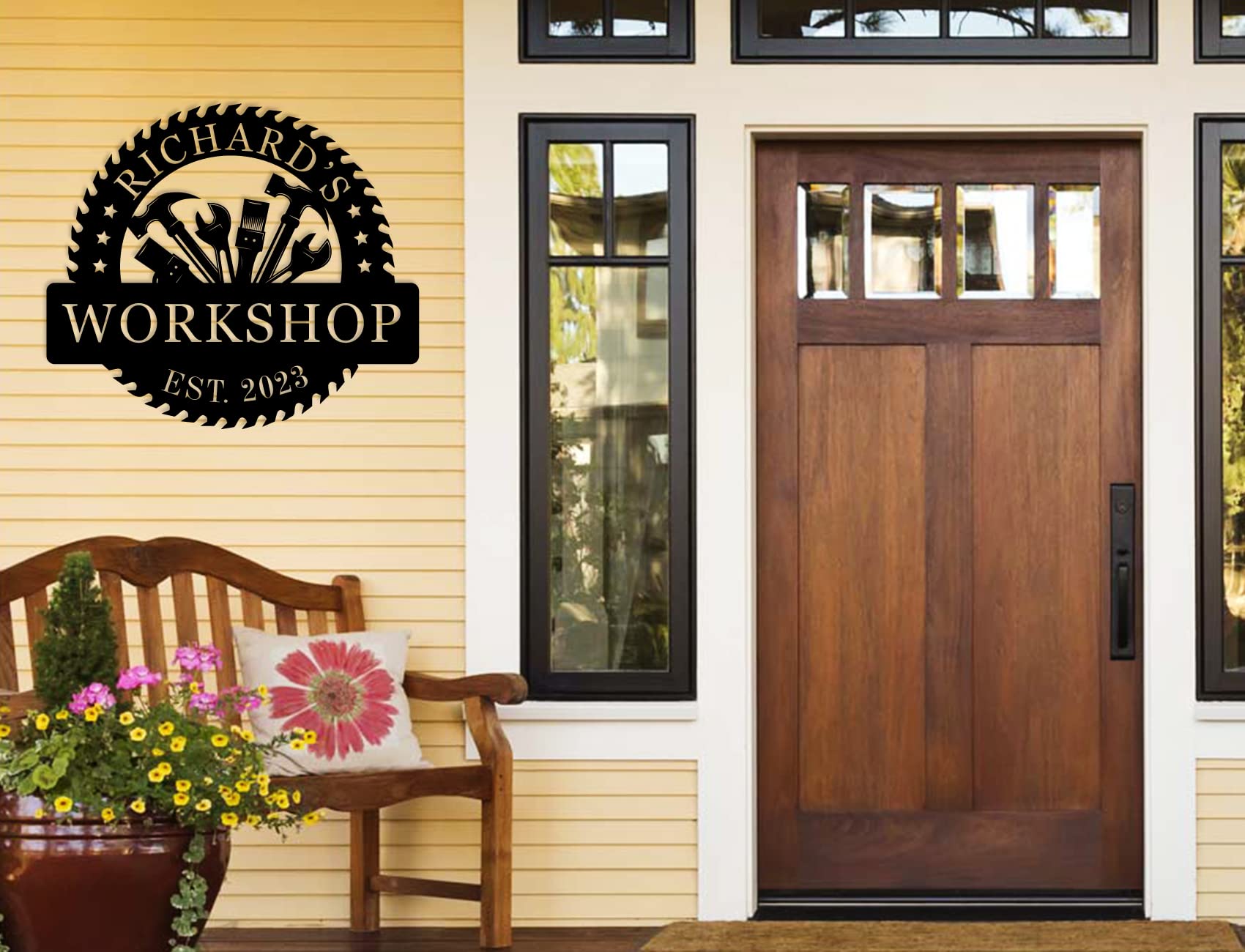 Dads Fix It Shop sign personalized for workshop