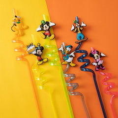 Kids party straws with Mickey character patterns