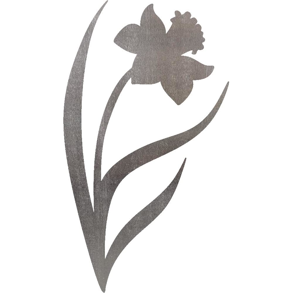 Daffodil steel cut out metal art decoration 10 inch sanded surface