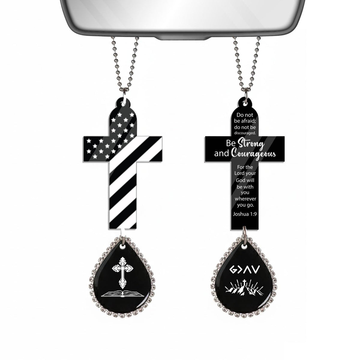 Dark wood cross ornament pendant for car rearview mirror