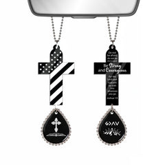 Dark wood cross ornament pendant for car rearview mirror