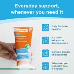 Daily Lysine Feminine Wash product bottle close up
