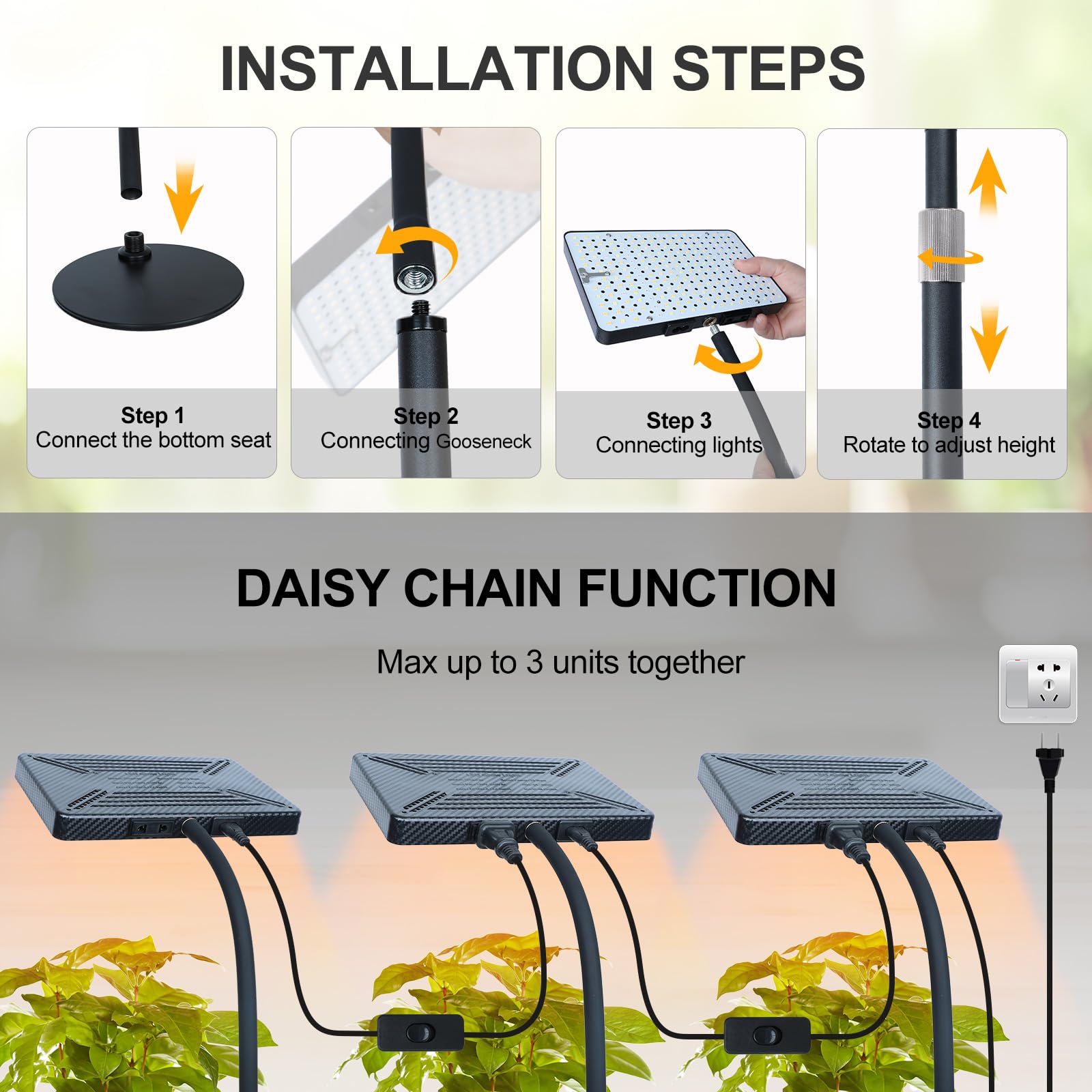 Daisy chain connection for up to three lights