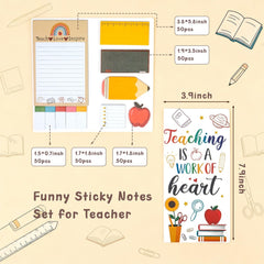 Knitted sunflower doll and two colorful bookmarks in gift set