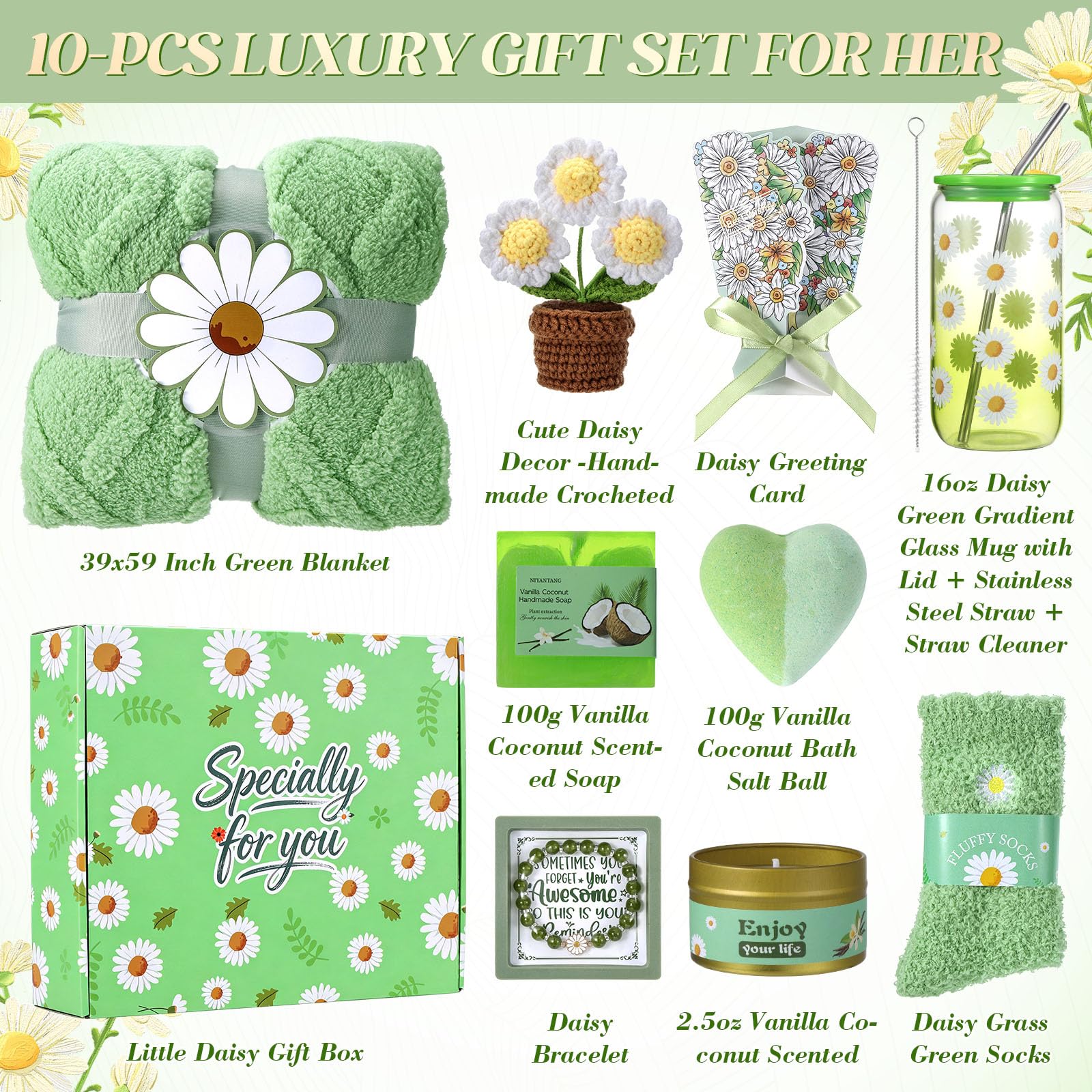 Daisy socks included in the gift box image
