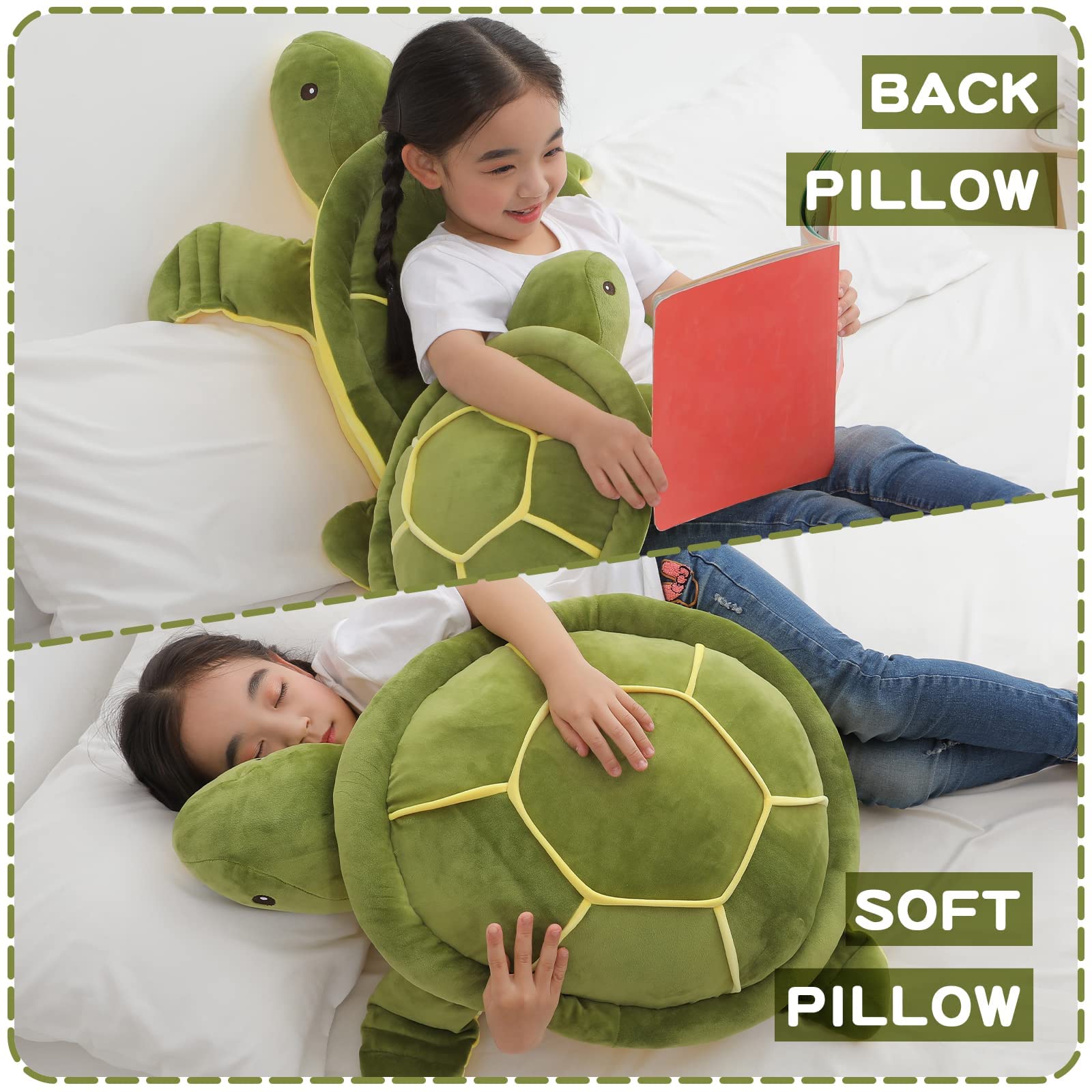 Dalmao sea turtle plush with detailed green shell decor