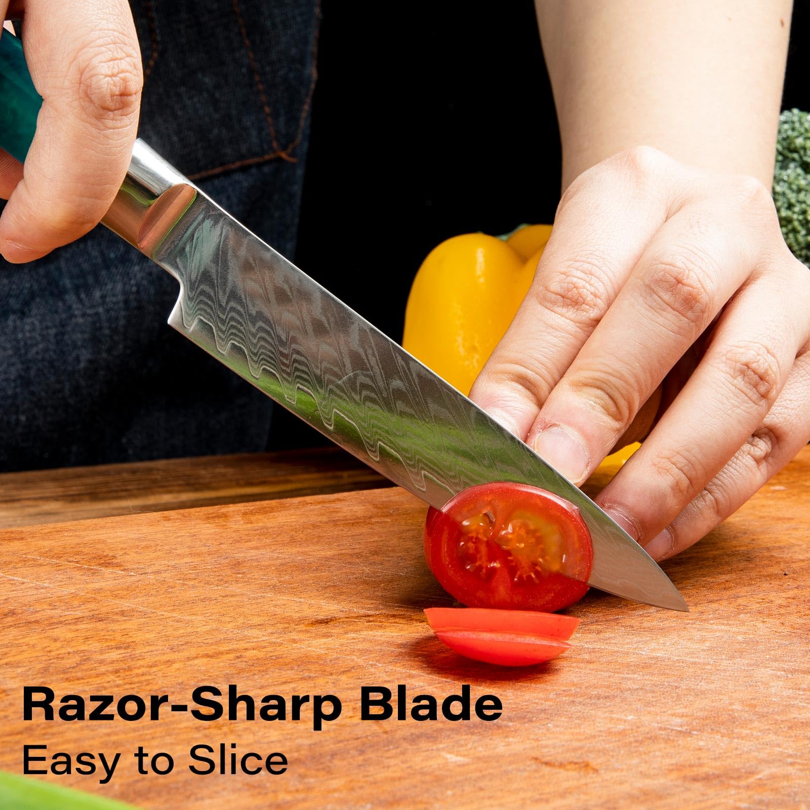 Damascus santoku knife for prep