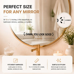 Size 13 x 1.3 inch vinyl decal on bathroom mirror