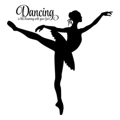 Dancing Ballerina Wall Decal large black silhouette on wall