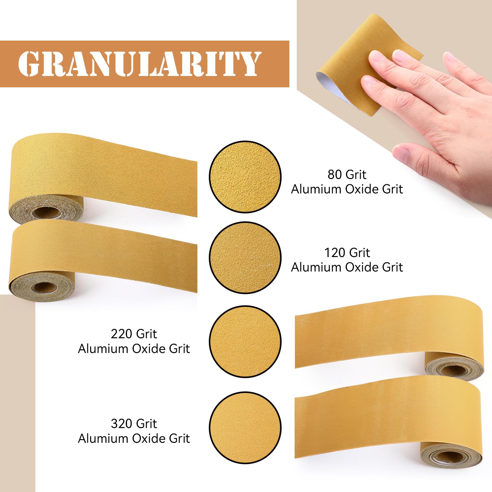 Dansib PSA sandpaper roll 220 grit 2-3-4in wide