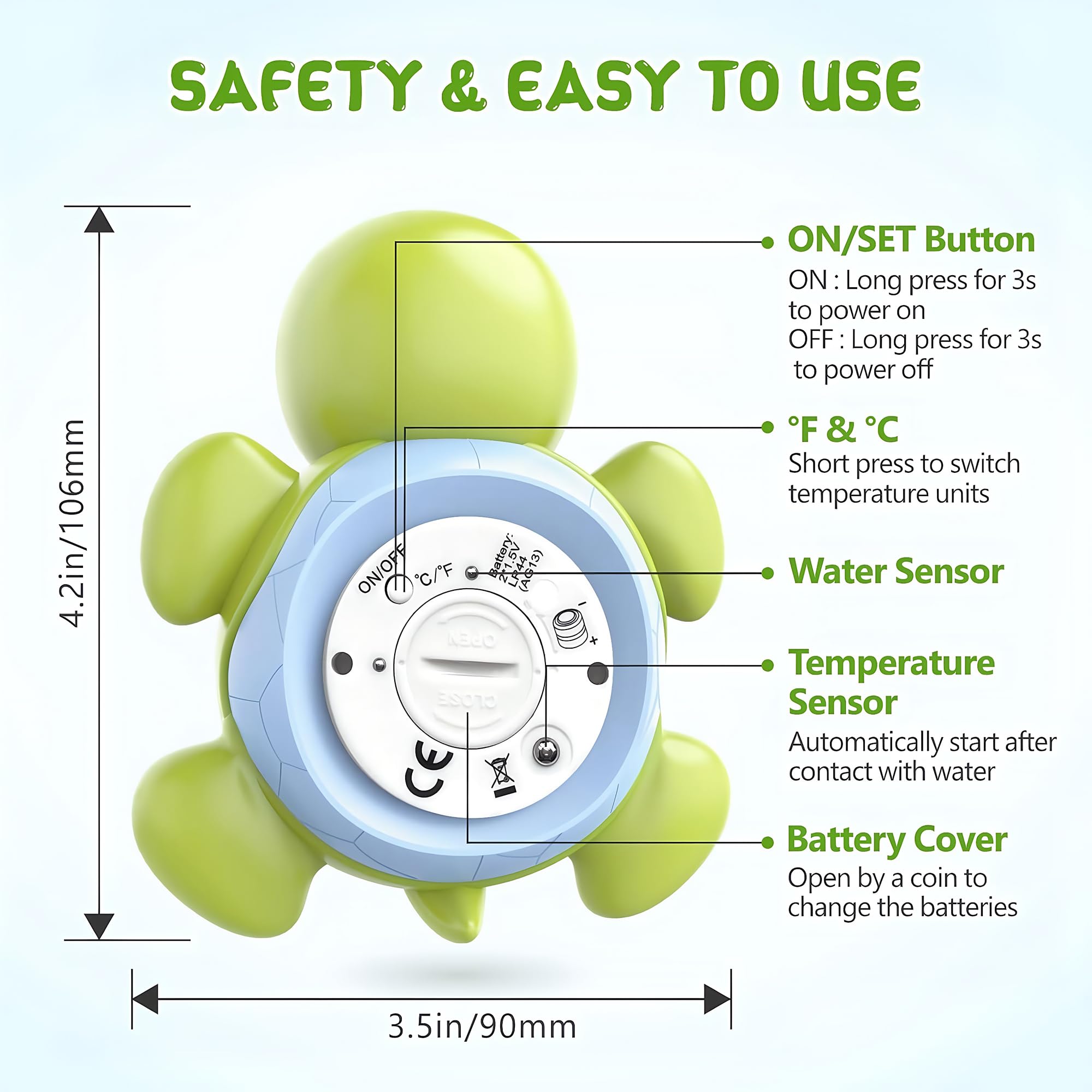 Waterproof floating thermometer for tub baths