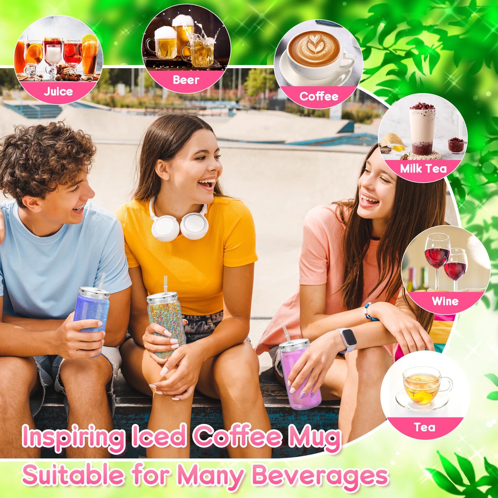 8-pack snow globe tumblers with lids and straw by DARCKLE