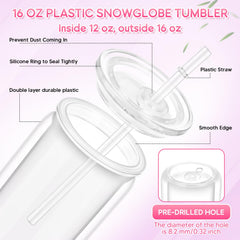 Snow globe tumbler with lid straw and packaging by DARCKLE