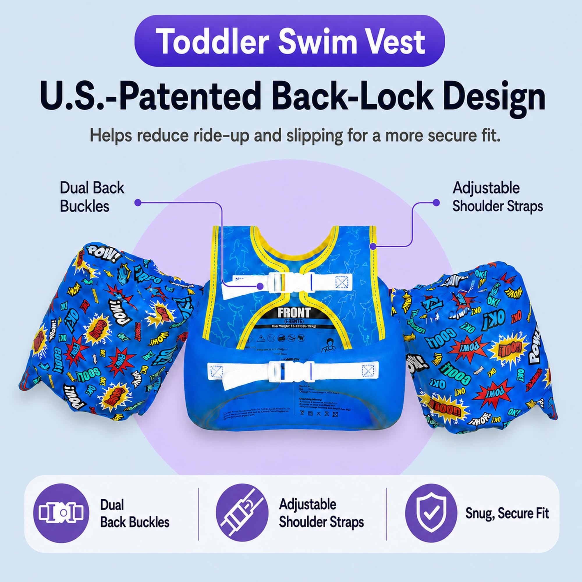 Toddler swim vest arm wings design