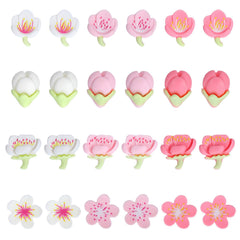 Dark pink peach blossom fridge magnets 8 pieces 4 designs