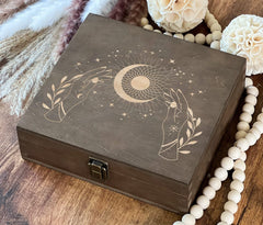 Dark Walnut wooden memory box for photos and mementos