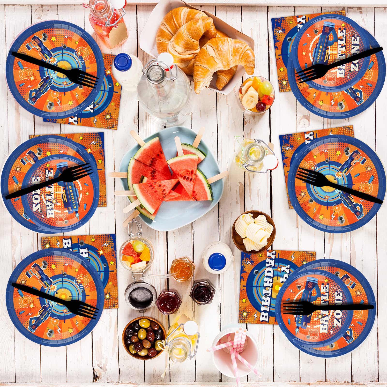 Dart War 96 piece tableware set packaging