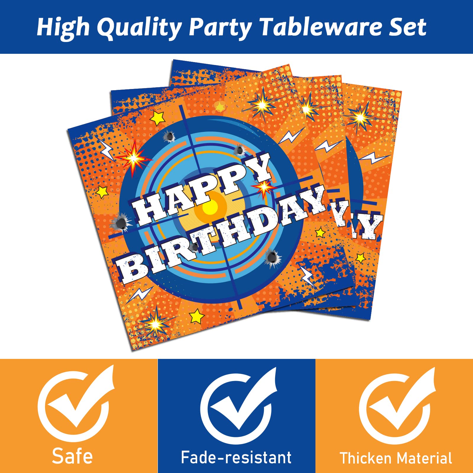 Dart War napkins 13 inch blue orange
