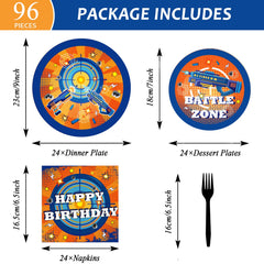 Dart War plates 7 inch blue orange