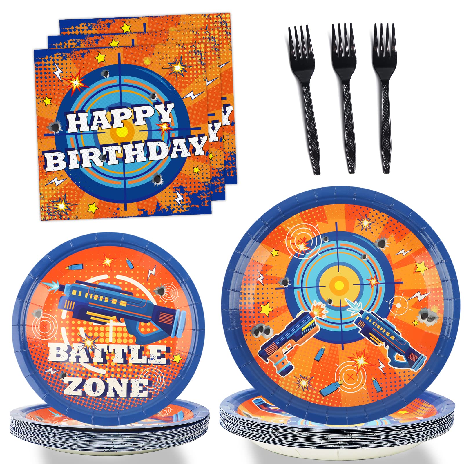Dart War plates 9 inch blue orange